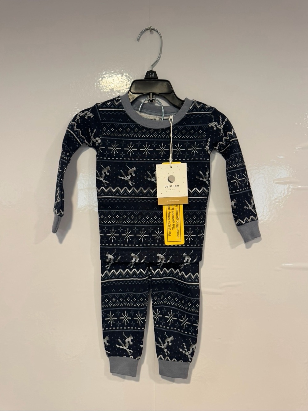 Petit‎ Lem Navy Fair Isle Kids Pajama Set NWT